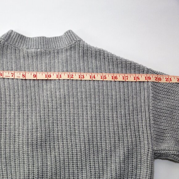 H&M RIB-KNIT CARDIGAN LIGHT GRAY - Picture 14 of 14
